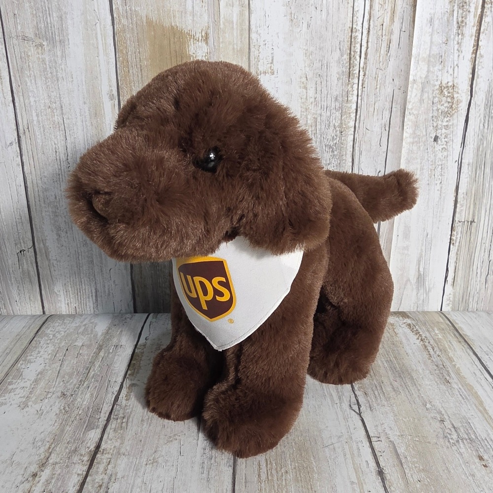 Douglas Cuddle Toy UPS Brown Dog Plush Stuffed Animal with Bandana 10 inch NEW